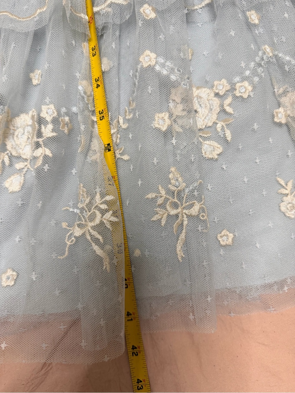 Needle & Thread Pale Blue Embroidered Tiered Midi Skirt - Picture 7 of 8